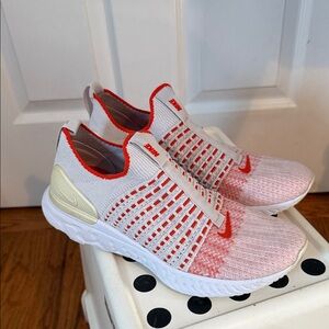 Nike White and Orange Knit Athletic Shoes